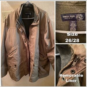 Tan/brown jacket with removable fleece liner